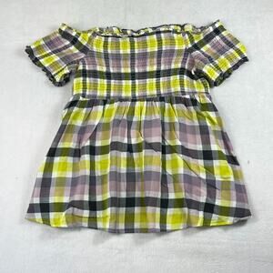 Torrid Top Women’s Plus Size 3 Smocked Plaid Off Shoulder Babydoll Empire